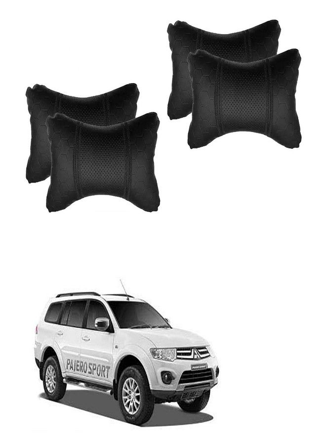 PulGos Black Universal Neck Rest Pillow Faux Leather Material in Football Design for All Cars (Pair of 2)_745 - Image 1